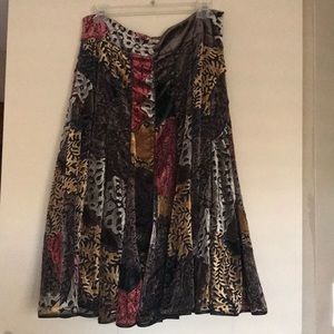 Flowing Silk and Velvet Skirt